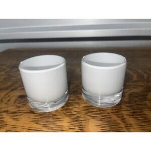 2 Crate & Barrel Heavy ,White, Glass Candle Holder